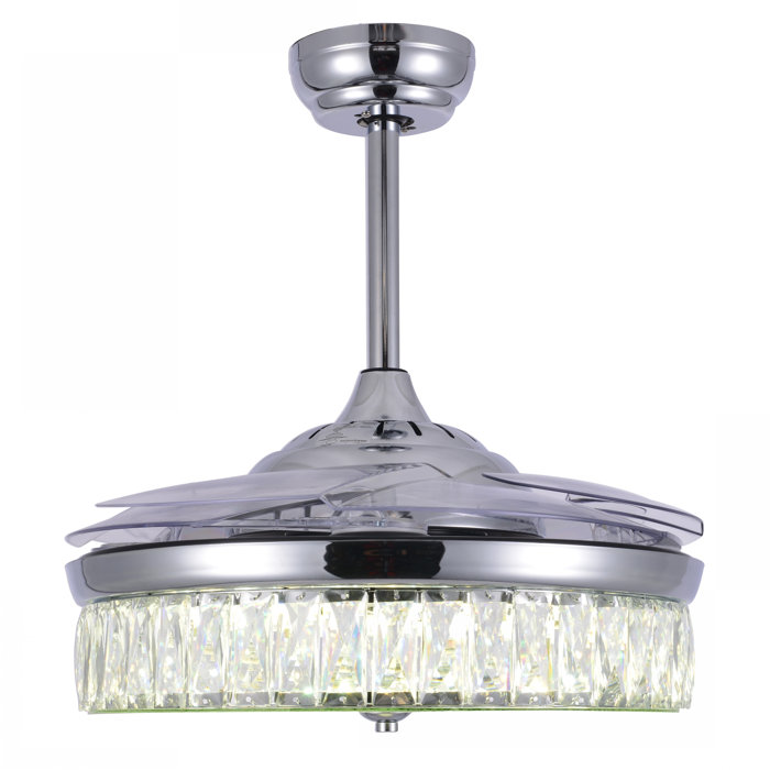 Mercer41 Leeton 4 Blade LED Retractable Blades Ceiling Fan with